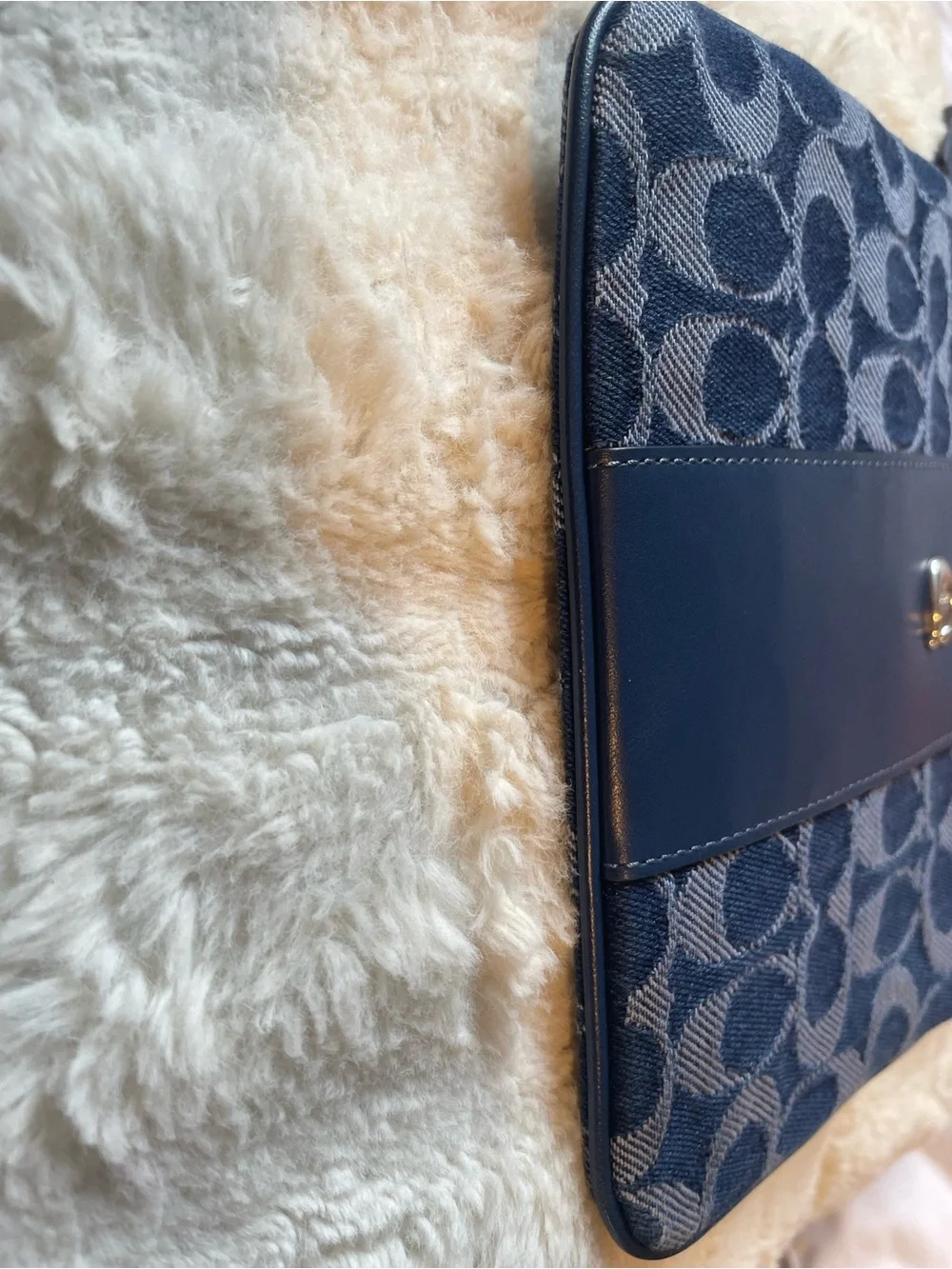 Coach Blue Denim Signature Jacquard Wristlet